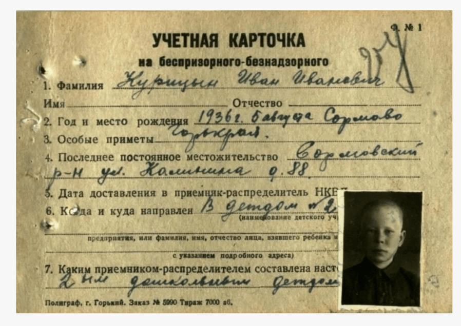анкета беспризорника